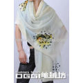 ladies' super thin watercolor printed wool scarf